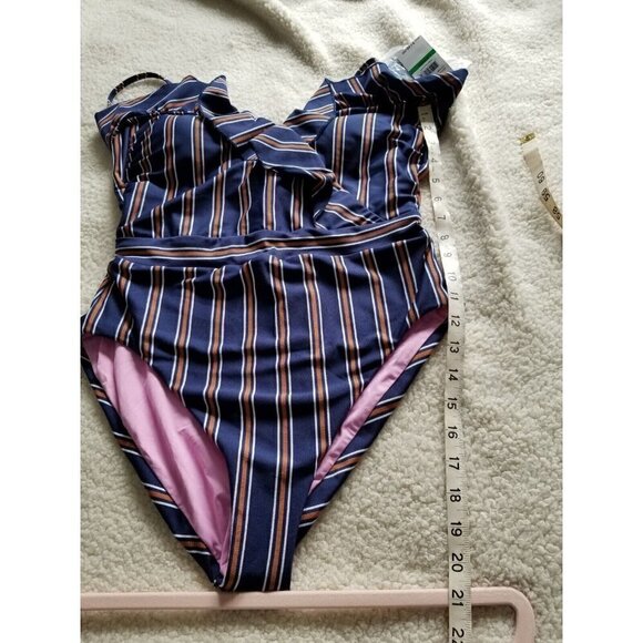 Isabella Rose Broadway One-Piece Navy Blue Multi Striped Women's Size L - Picture 11 of 15